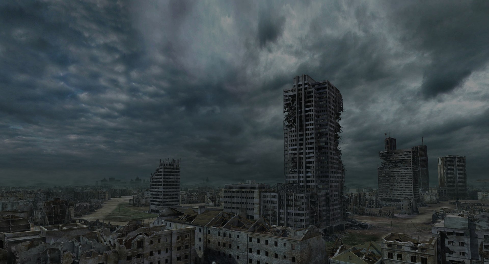 3d ruined city post apocalyptic