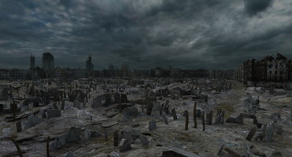 3d ruined city post apocalyptic