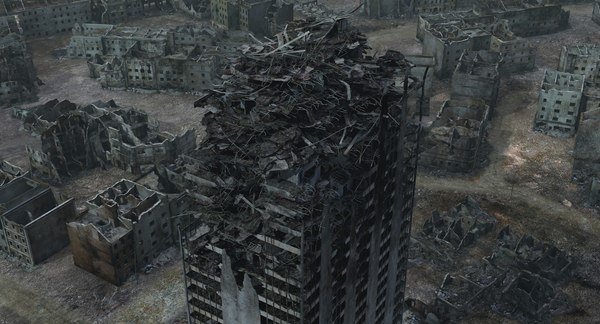 3d ruined city post apocalyptic