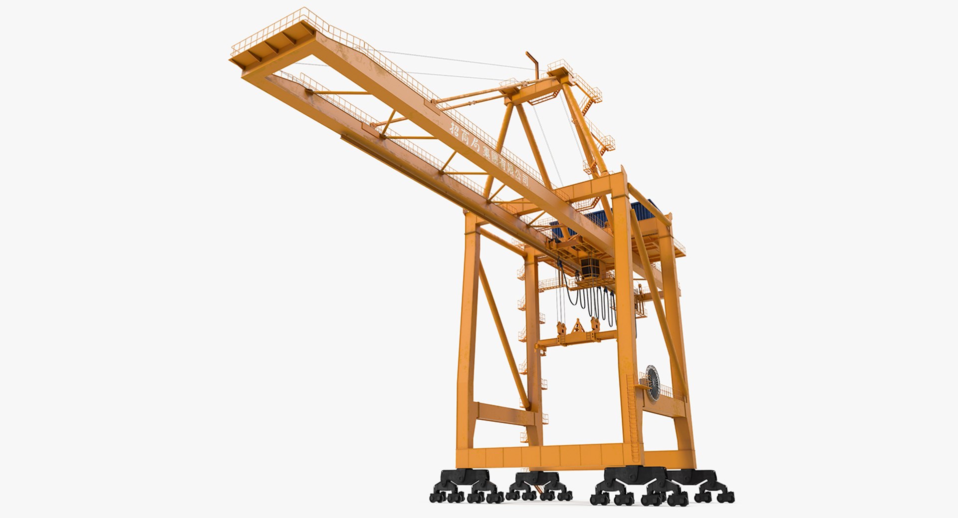 Container Handling Gantry Crane Orange 3D model preview