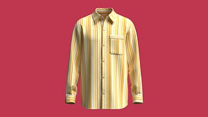 3D Men Long-Sleeve Striped Shirt With Pocket model