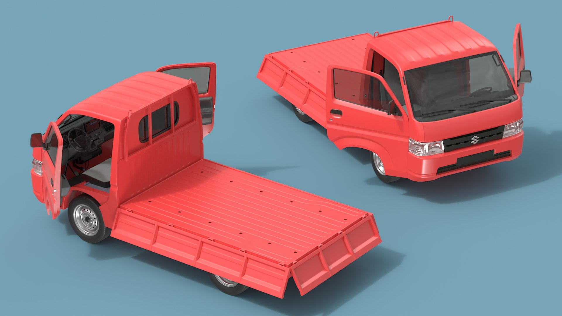 Suzuki Carry Truck Red Rigged 3D Model TurboSquid 2294246