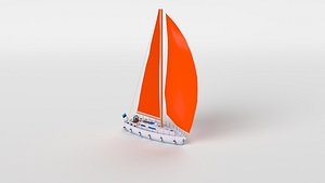 Cartoon low poly sailboat 3D