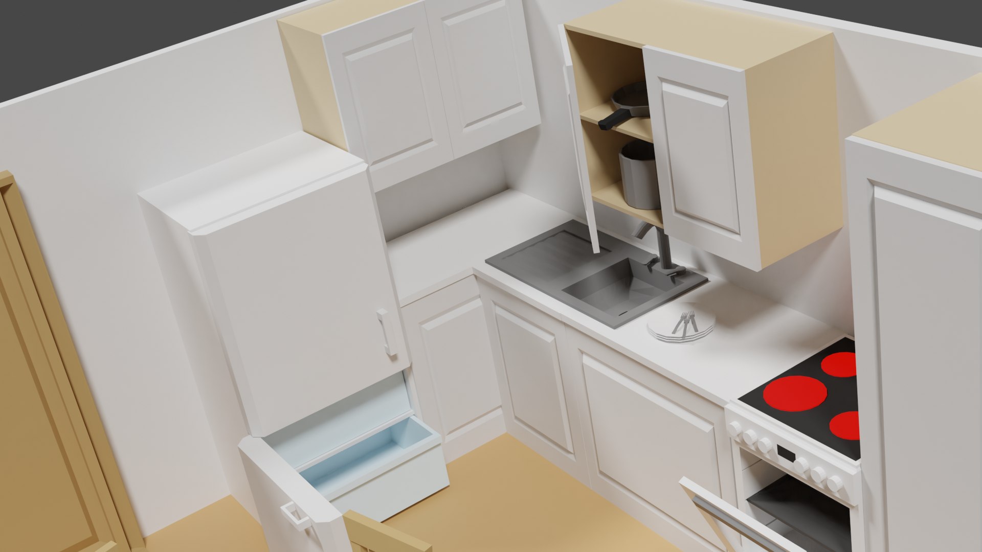 3D Kitchen Comic Style - TurboSquid 1702941