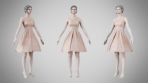 Dress 33 Ivory Blush Velvet 3D model