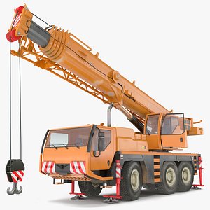 Mobile Crane Construction Vehicle Rigged 3D