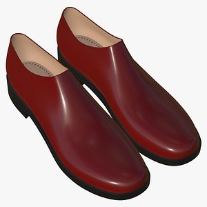 Leather Shoes Realistic Red 3D model