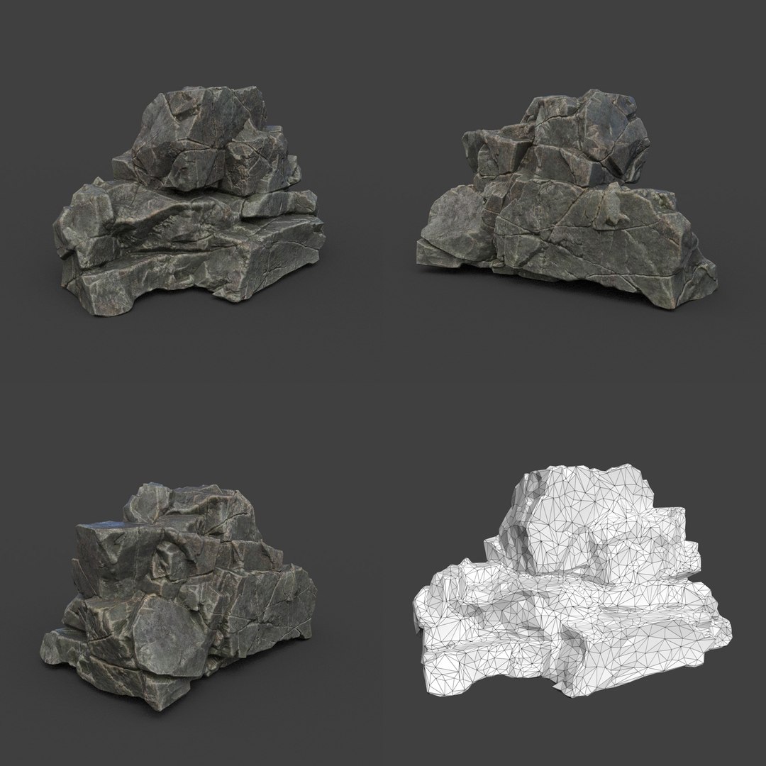 10 Low poly PBR Cracked Black Rock 3D model - TurboSquid 2164008