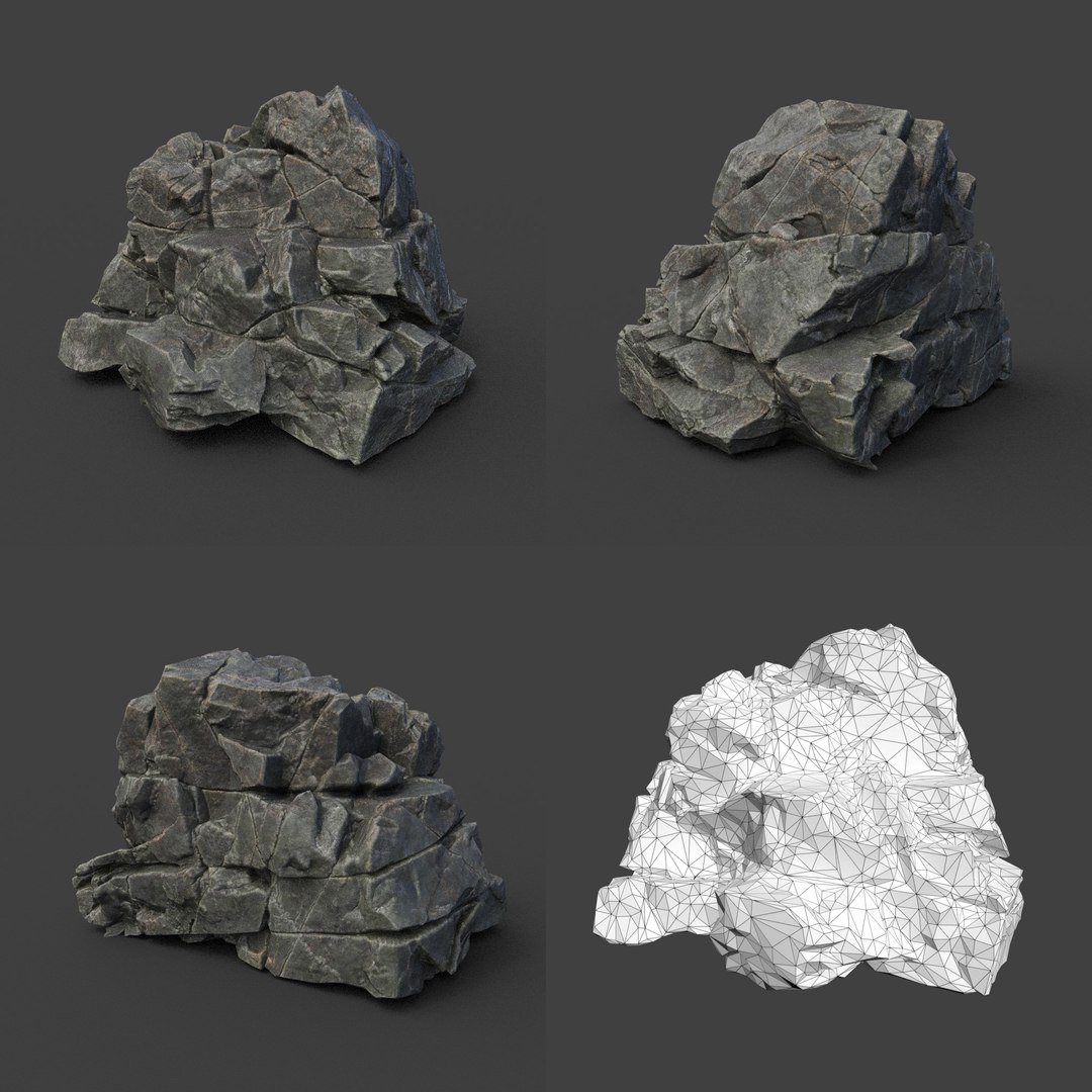 10 Low poly PBR Cracked Black Rock 3D model - TurboSquid 2164008