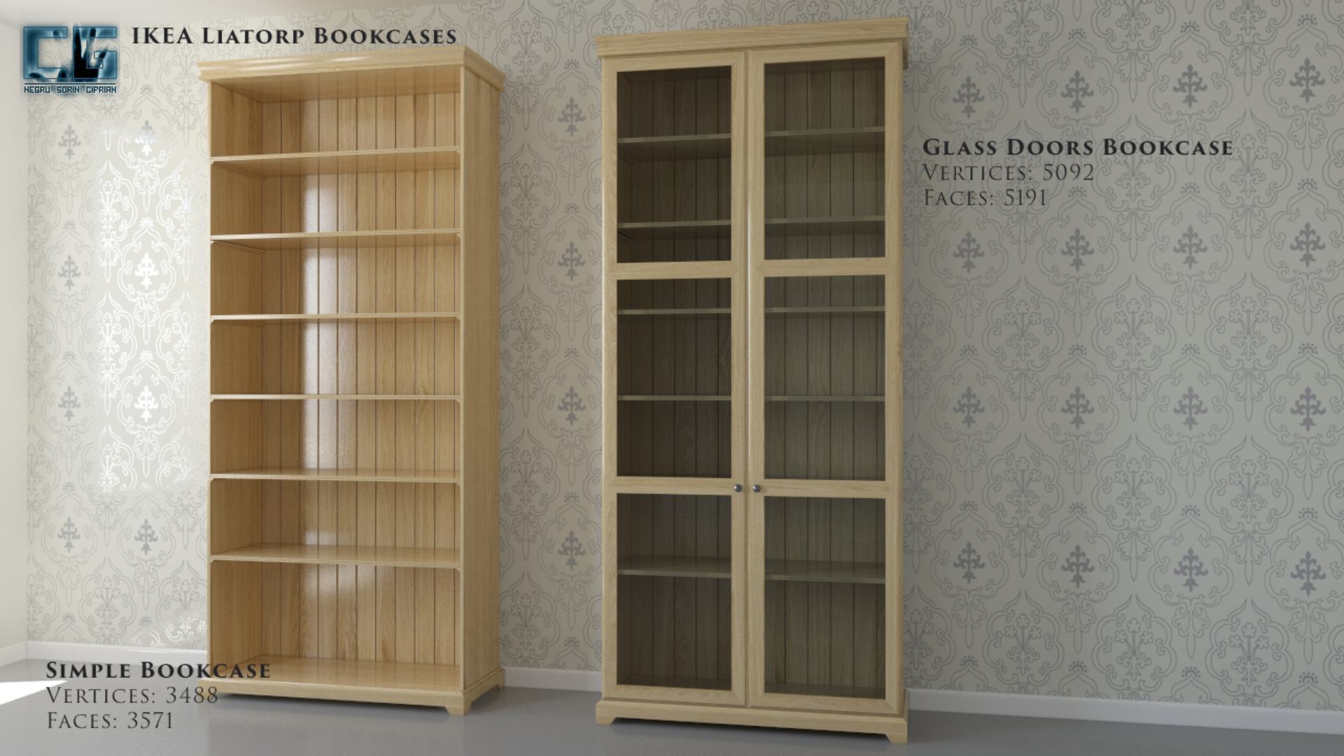 ikea liatorp bookcases 3ds
