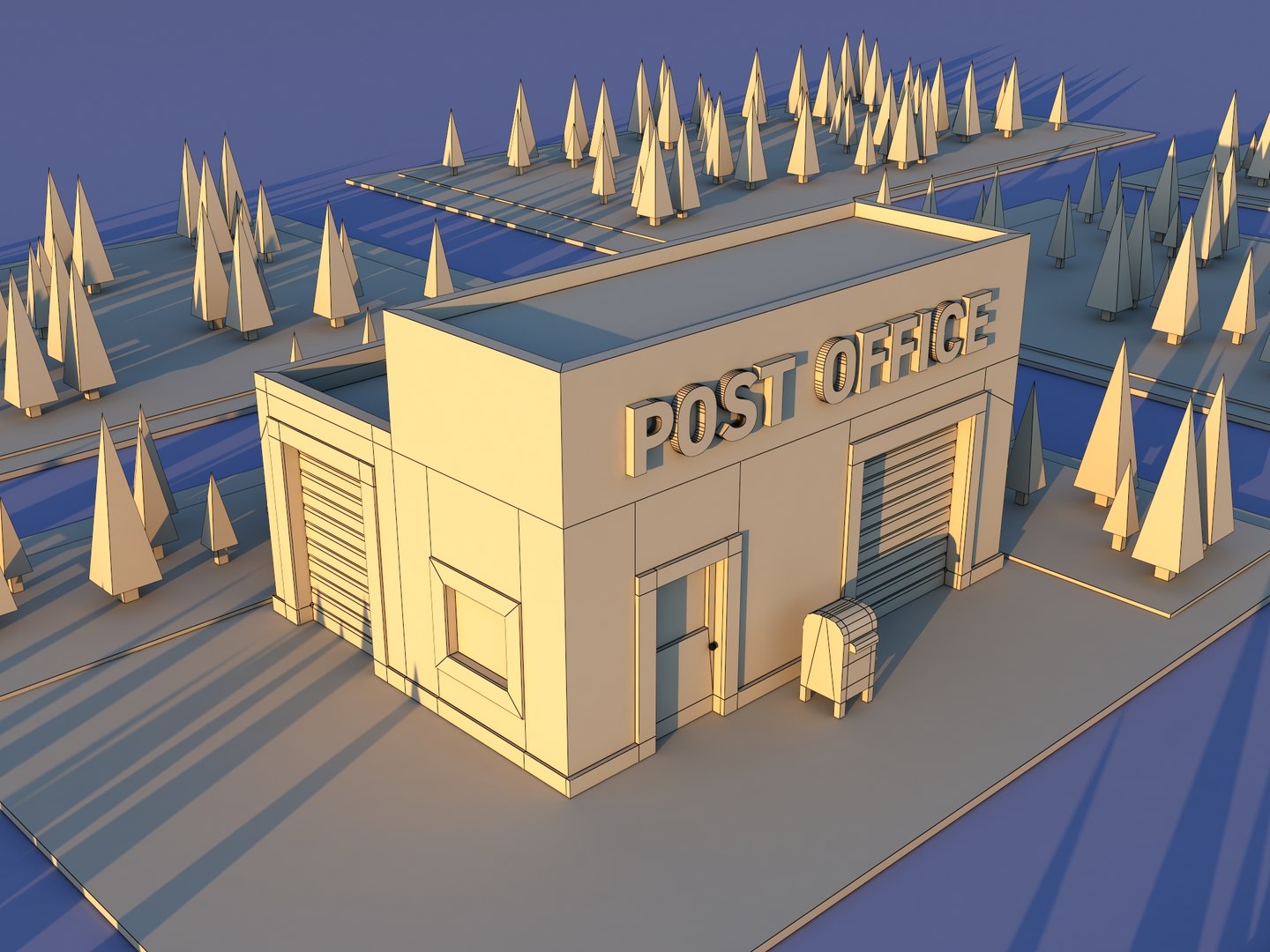 3D Cute cartoon post office - TurboSquid 1955974