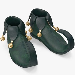 3D Elf Shoes Green with Bells model