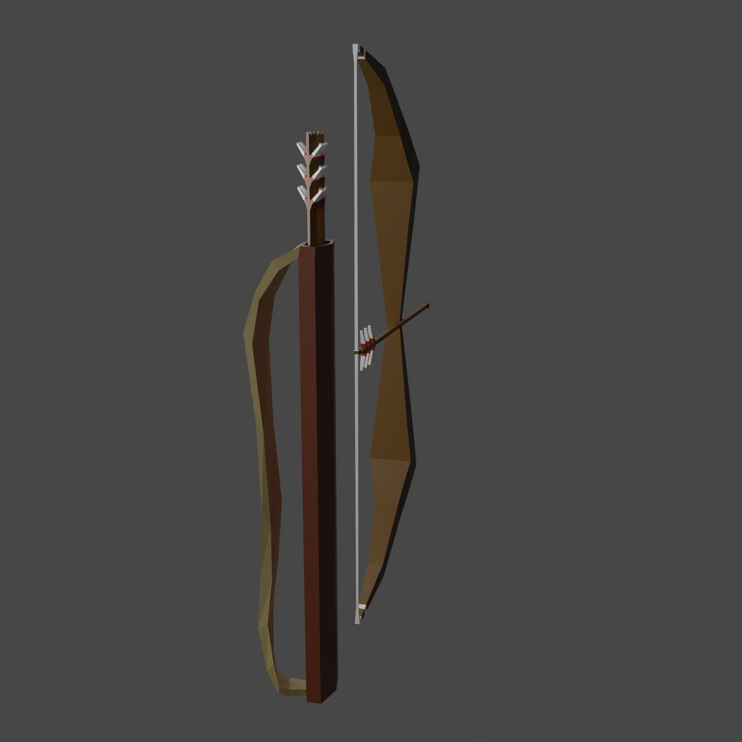 3D Low Poly Bow And Arrows With Quiver - TurboSquid 1960557