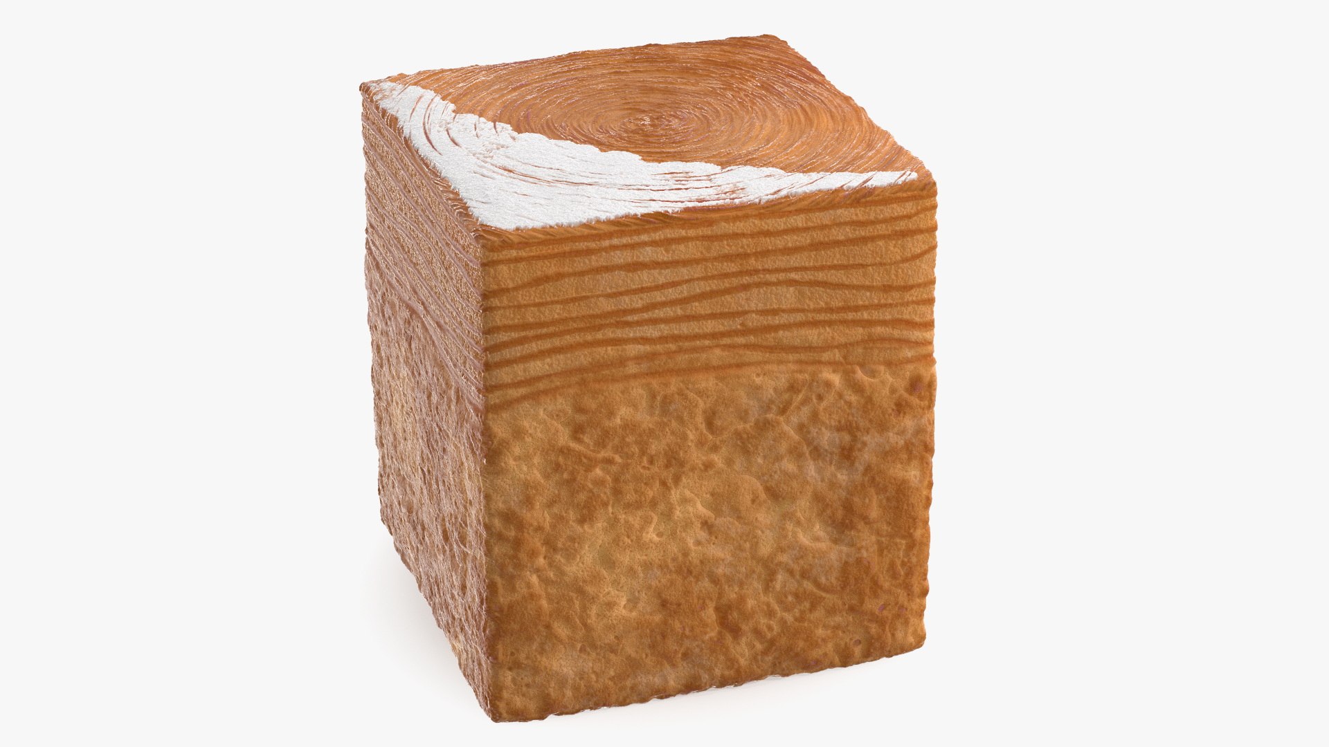 Layered Cube Croissant Dessert with Cream Center 3D model preview