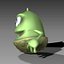 cute acorn character bone 3d model