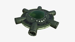 3D Alien Spaceship UFO J05 Dark Green - Sci Fi Spacecraft Design