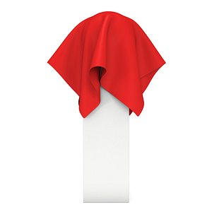 Presentation pedestal covered with red cloth