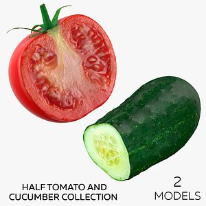 3D Half Tomato and Cucumber - 2 models model