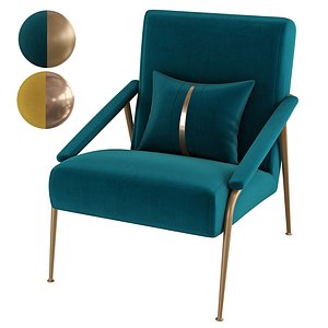 3D Homary-Mid-century Accent Chair Velvet Upholstered Full Backrest Accent Chair in Gold
