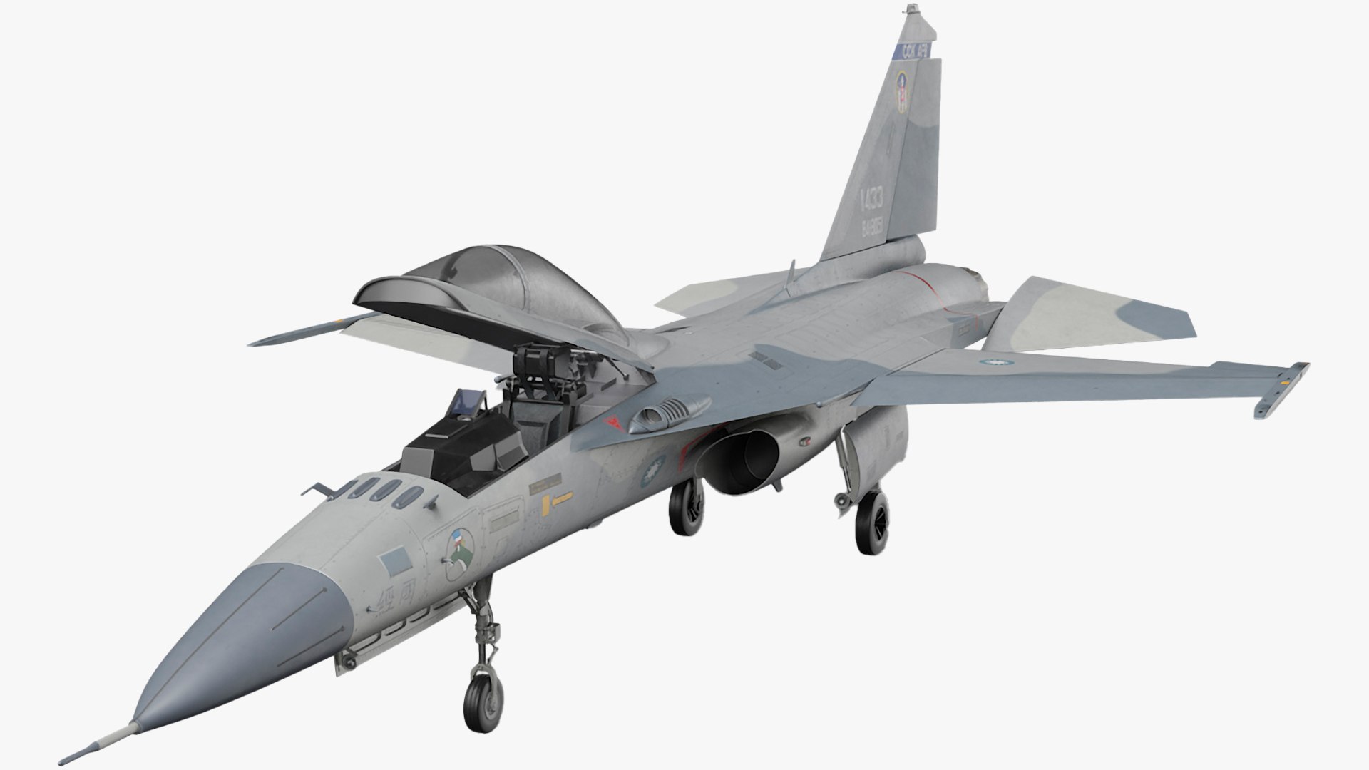 Unarmed Fighter Jet AIDC F-CK-1 Rigged for Maya 3D model preview