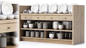 3D Mira restaurant cabinet with dishes V2 by Bpoint Design
