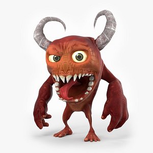 Funny Cartoon Demon with Horns