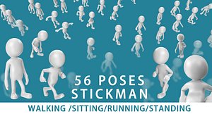 poses stickman walking sitting 3D model