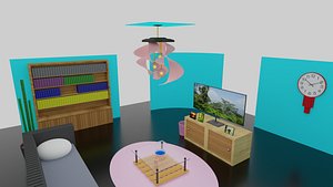 Living Room Low Poly 3D Model