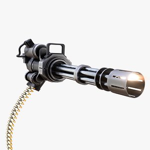 Sci Fi Heavy Rotary Minigun Gatling Gun Animated Curve Rigged 3D Model Game Ready 8K PBR