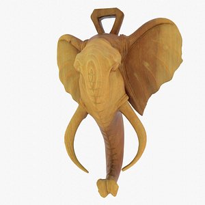 Elephant head wall decor high-poly 3D model model