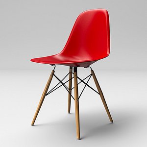 Eames Molded Plastic Chair with Wooden Base