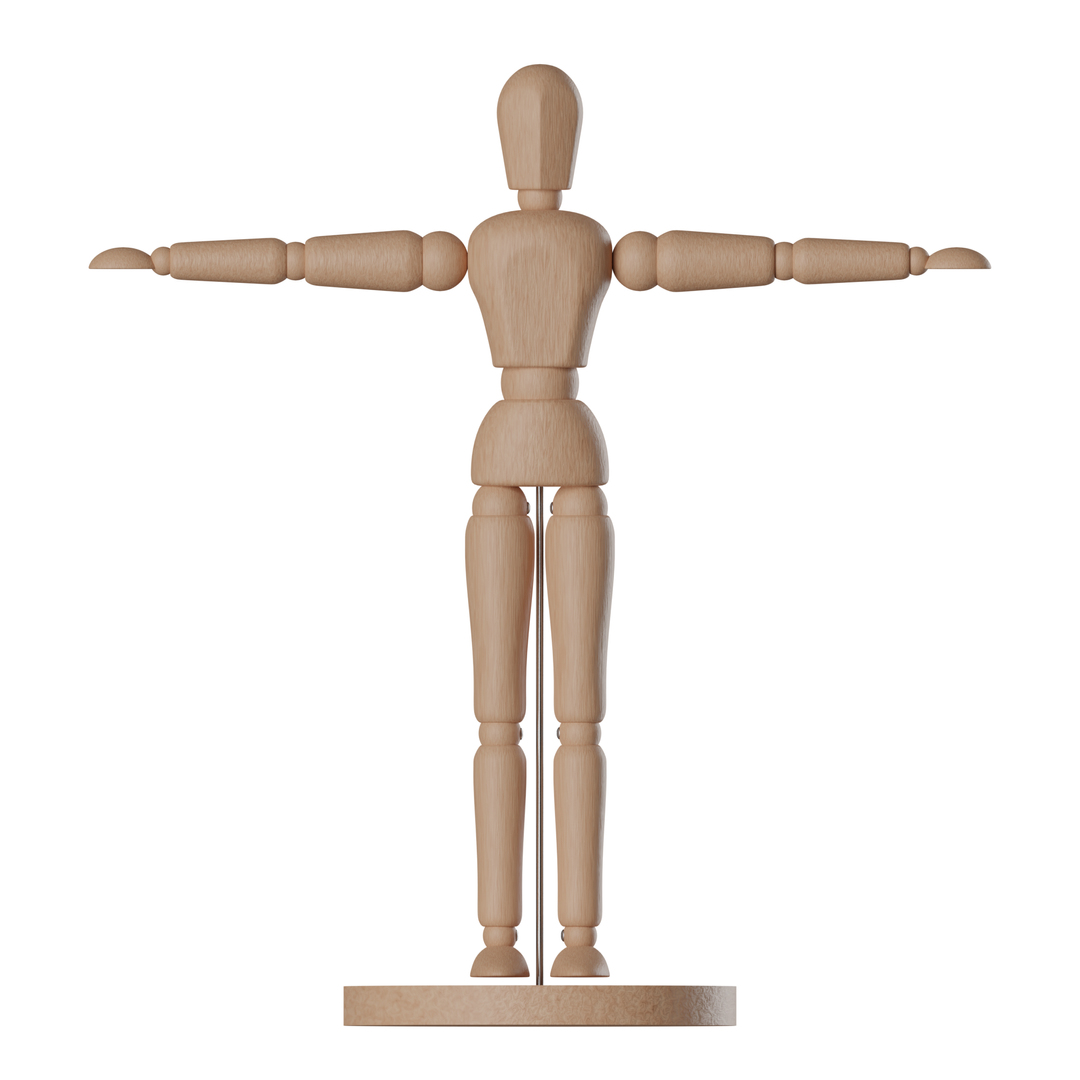 Dummy wooden mannequin 3D model rigged