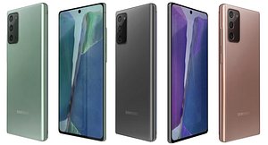 3D Samsung Galaxy Note 20 All Colors Low Poly