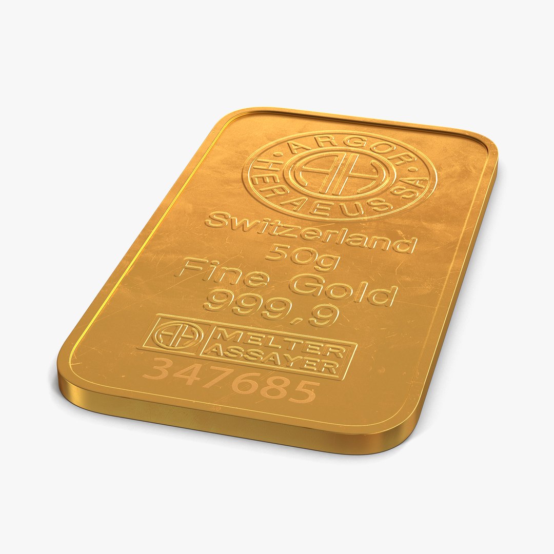Gold Bar 50g 3D Model 3D model preview