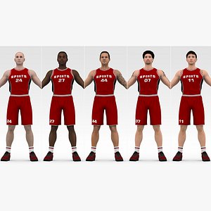 Basketball Players Red Team Collection 3D model
