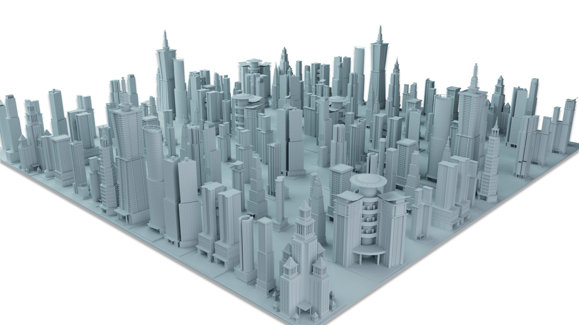 3D 3D City With High Rise Building - TurboSquid 2195094