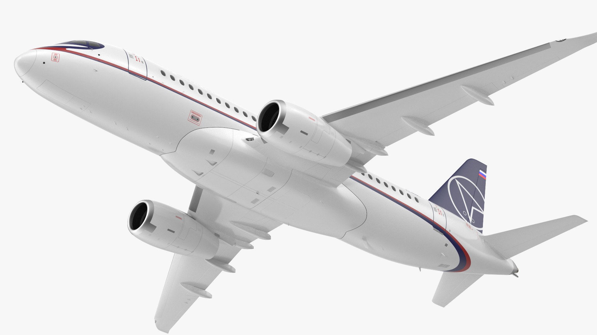 Sukhoi Superjet 100 with Saberlets Flight 3D model preview