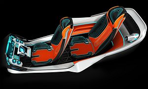 Futuristic flying car interior