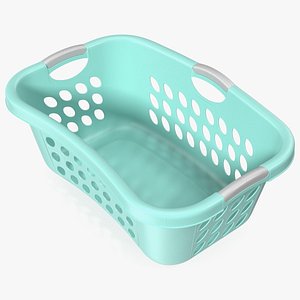3D Plastic Laundry Basket Large Blue model