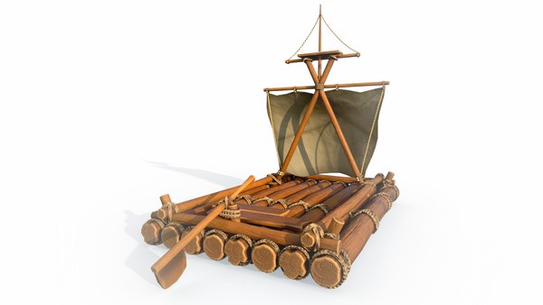 Wooden stylized raft PBR low-poly game ready Low-poly 3D model3Dモデル ...
