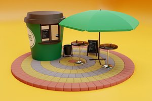 Coffee Cup Kiosk Scene model