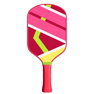 Retro 80s Neon Pink Pickleball Paddle Model 3D