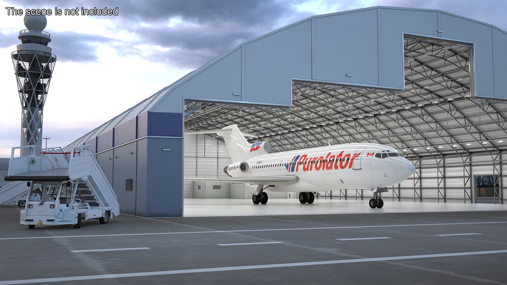 Boeing 727-100 Purolator Rigged for Cinema 4D 3D model preview