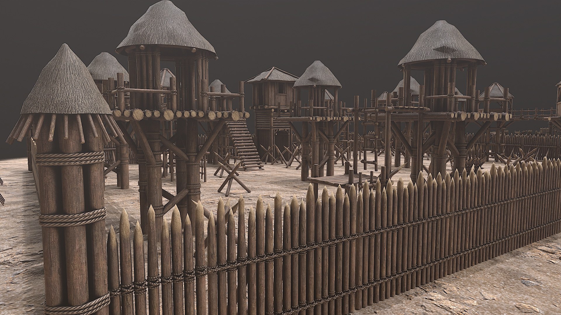 Medieval Wooden Castle Tower Fort Constructor 3D - TurboSquid 2359626