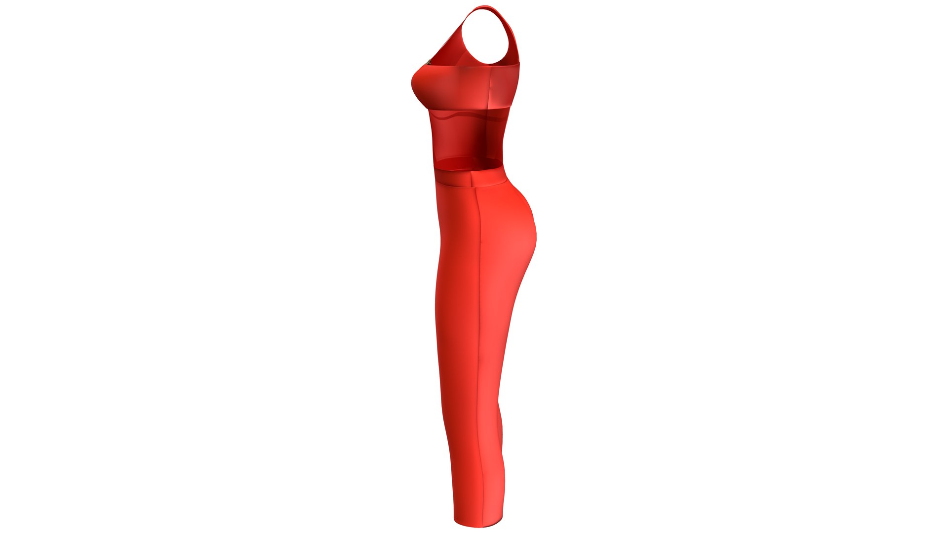 Side Cutout Red Jumpsuit With Gold V Chest 3D Model - TurboSquid 2074044