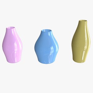 Vase Collection - 3 Porcelain Vases 3D