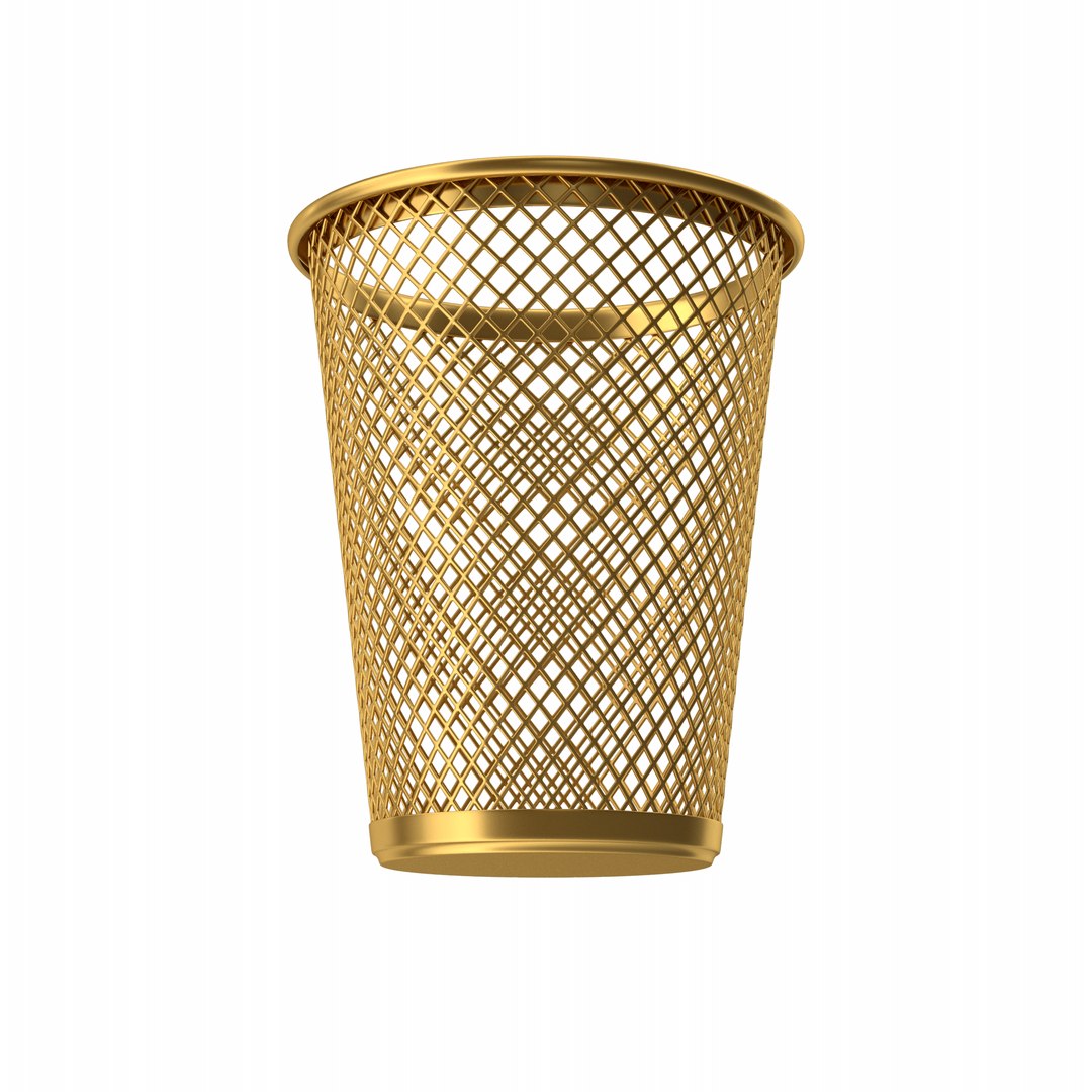 3D Gold Waste Basket TurboSquid 2089189