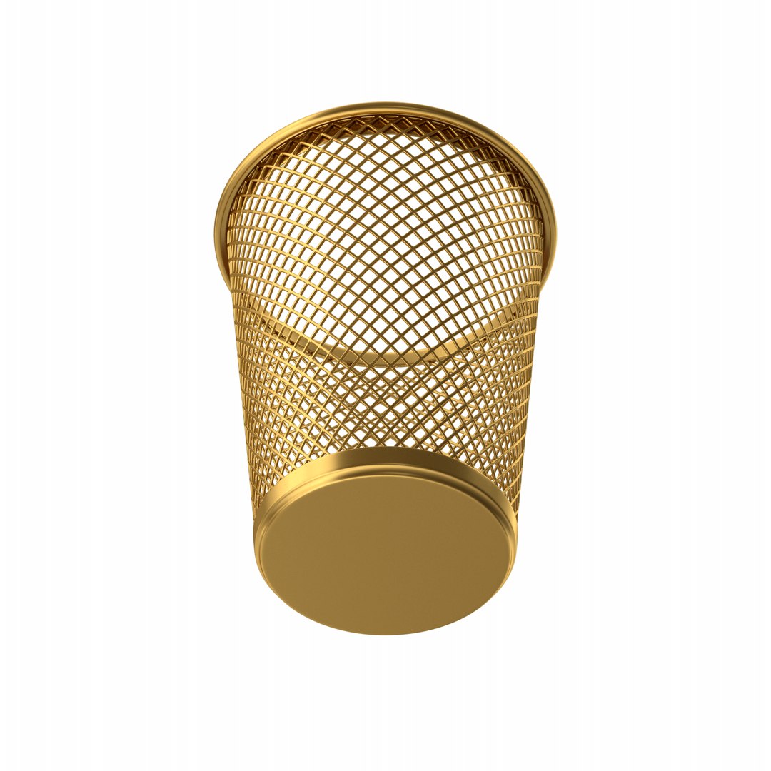 3D Gold Waste Basket TurboSquid 2089189