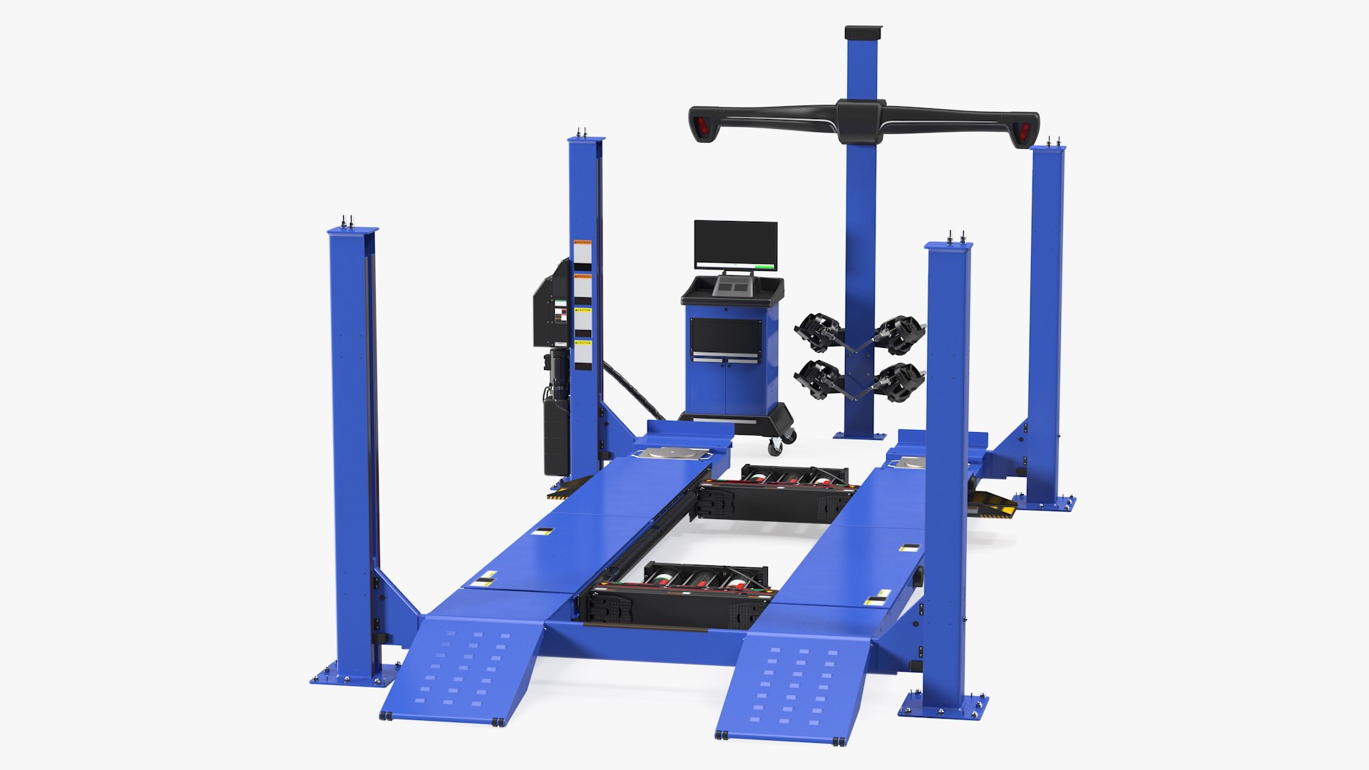 Wheel Aligner Car Equipment with Lift Rigged 3D model preview