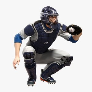 White Baseball Receiver Animated HQ model